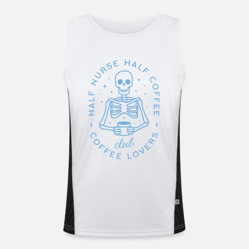 Halb Krankenschwester, halb Kaffee, lustiges Pflegeleben Funktionelles Kontrast-Tank Top für Männer 
