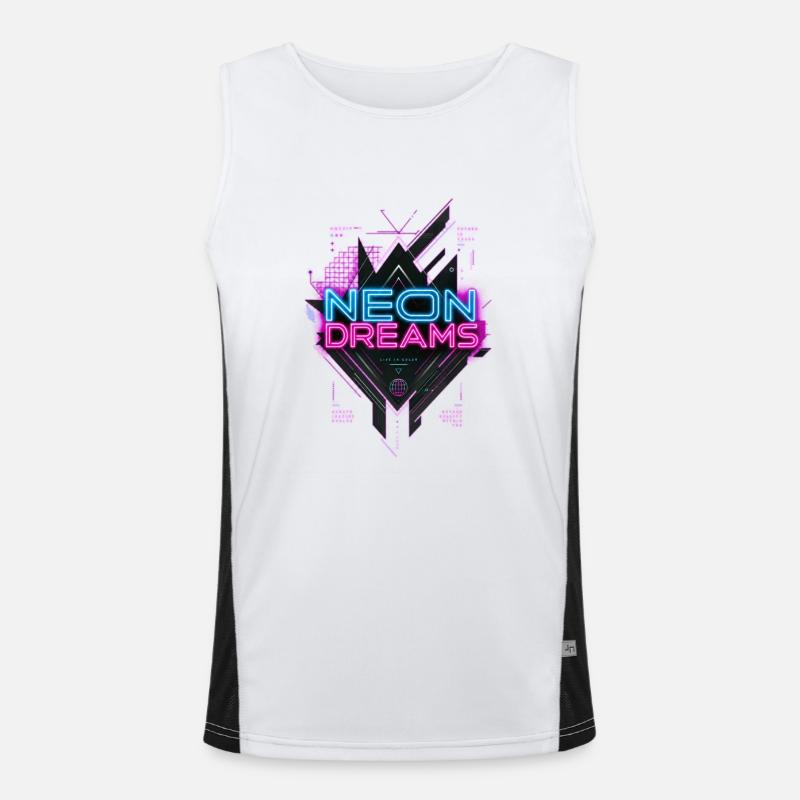 Neon Dreams – Cyberpunk Retrowave-Stil Top Funktionelles Kontrast-Tank Top für Männer 