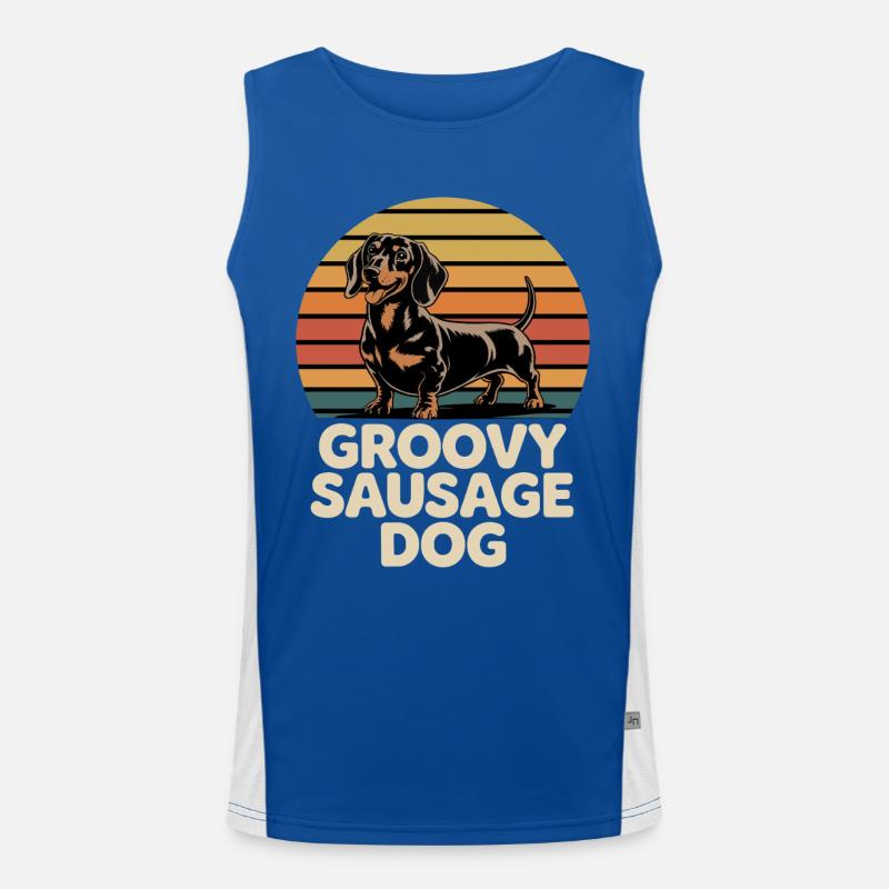 Groovy Dachshund Men's Functional Contrast Tank Top 