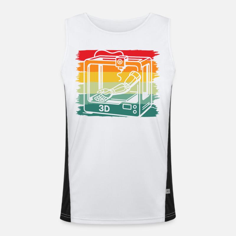 Retro Vintage 3D Printer Robotic Arm Maker Men's Functional Contrast Tank Top 