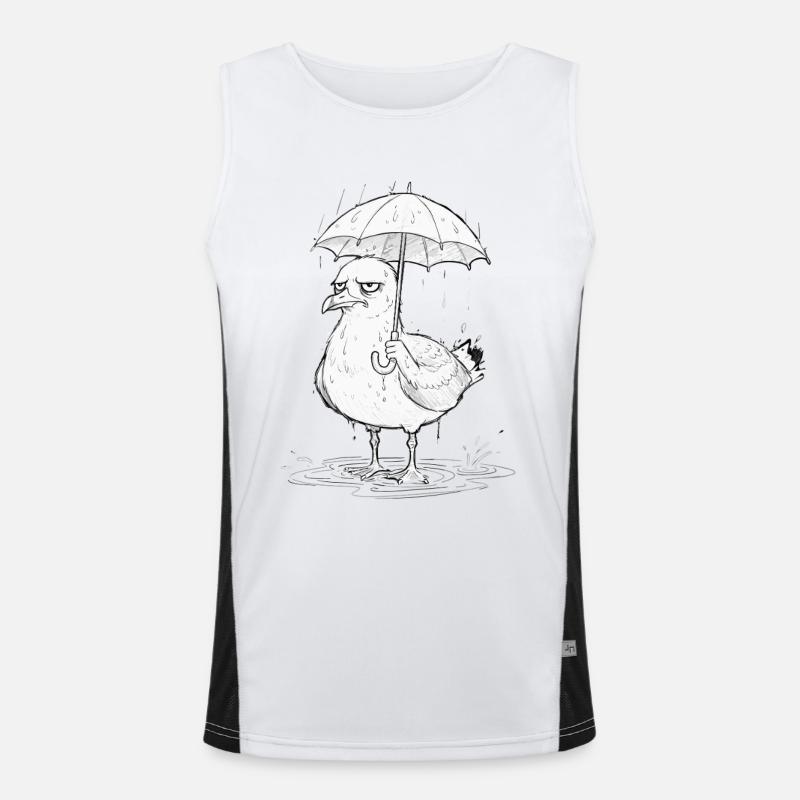 Möwe Regenschirm Lustig Norddeutsch Funktionelles Kontrast-Tank Top für Männer 