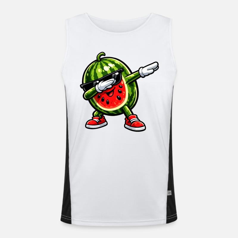 Dabbing Watermelon - Men's Functional Contrast Tank Top - white/black