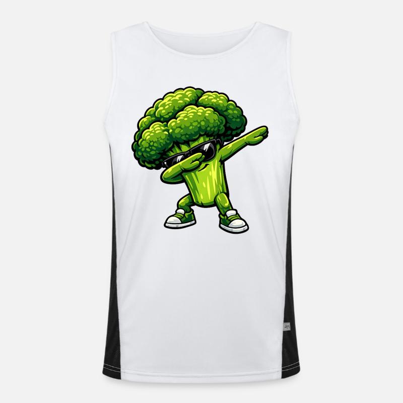 Dabbing Broccoli - Men's Functional Contrast Tank Top - white/black