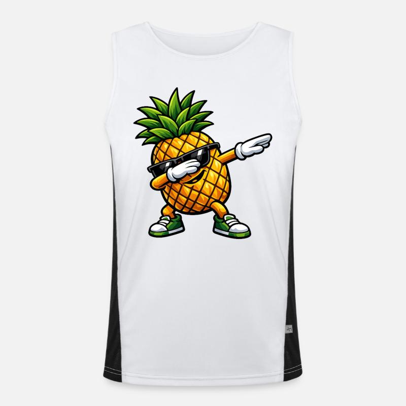 Dabbing pineapple Men's Functional Contrast Tank Top 