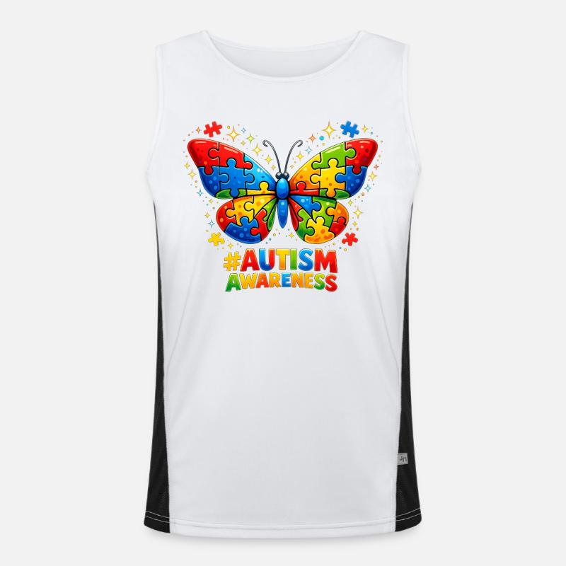 Autism Butterfly Color Puzzle Gift Men's Functional Contrast Tank Top 