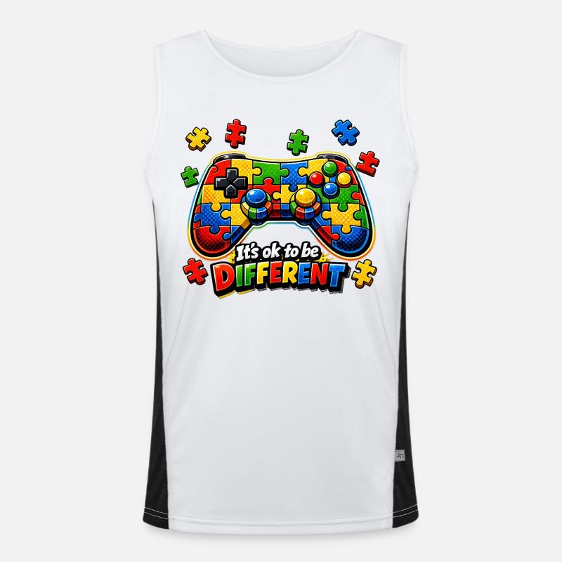 Autism Gamer Video Game Controller Men's Functional Contrast Tank Top 