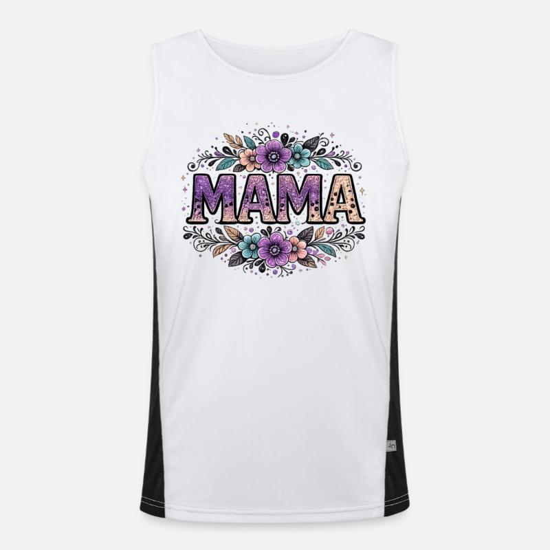 Mom Gift: Retro Mama Visual - Men's Functional Contrast Tank Top  - white/black