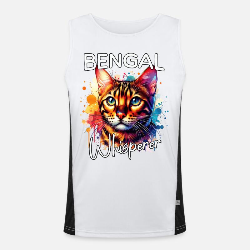 Bengal Cat Whisperer - Men's Functional Contrast Tank Top  - white/black