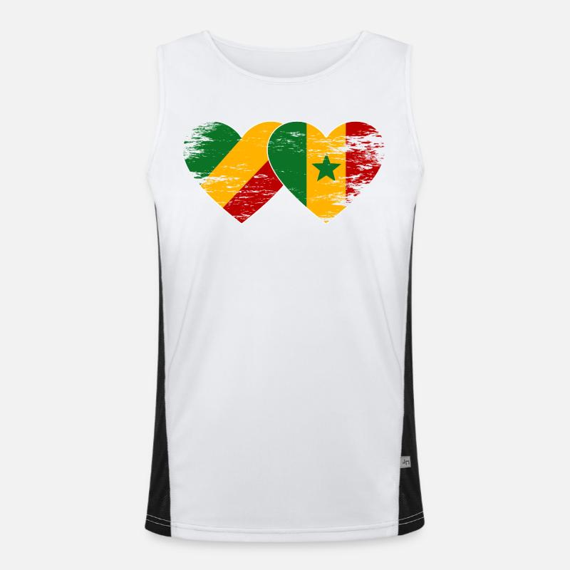 Drapeau Congo-Sénégal utilisé - Débardeur respirant contrasté Homme - blanc/noir
