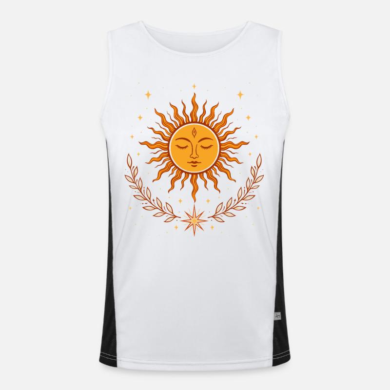 Midsummer Sun – Boho Symbol - Men's Functional Contrast Tank Top  - white/black