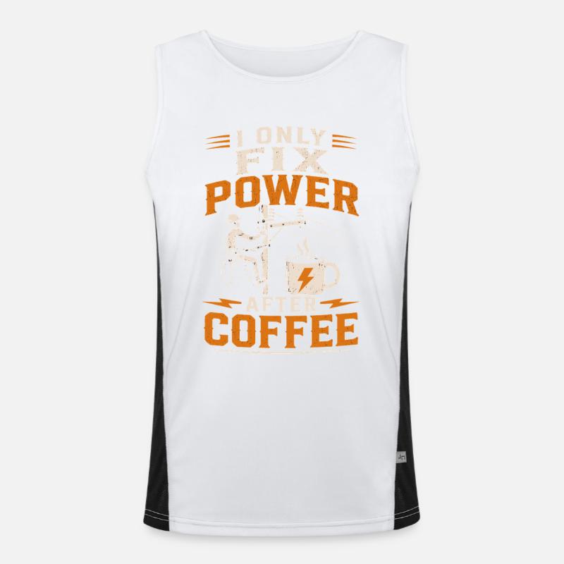 Electrician Coffee Voltage Cable Technology Men's Functional Contrast Tank Top 