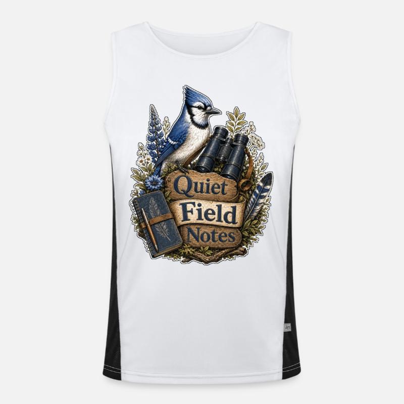 Quiet Field Notes Clouds - Men's Functional Contrast Tank Top - white/black