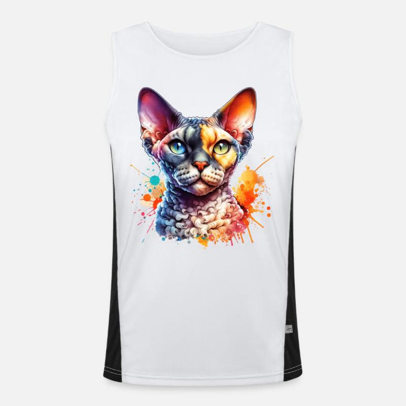Devon Rex Motif - Men's Functional Contrast Tank Top - white/black