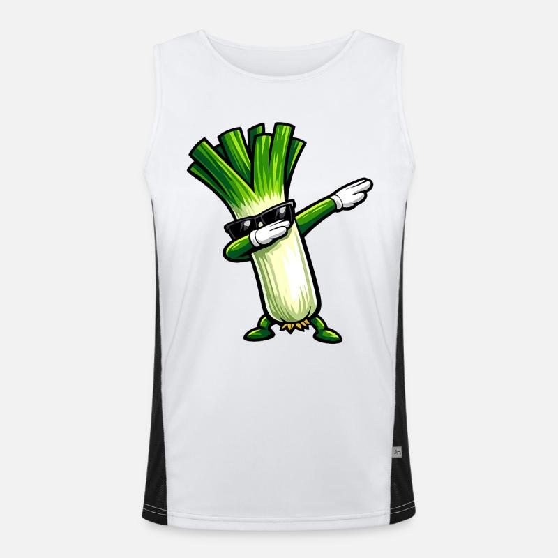 Dabbing leeks - Men's Functional Contrast Tank Top - white/black