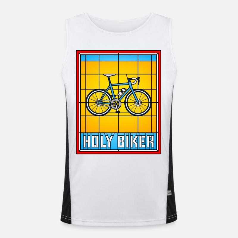 Holy Biker Stained Glass Bicycle Men's Functional Contrast Tank Top 