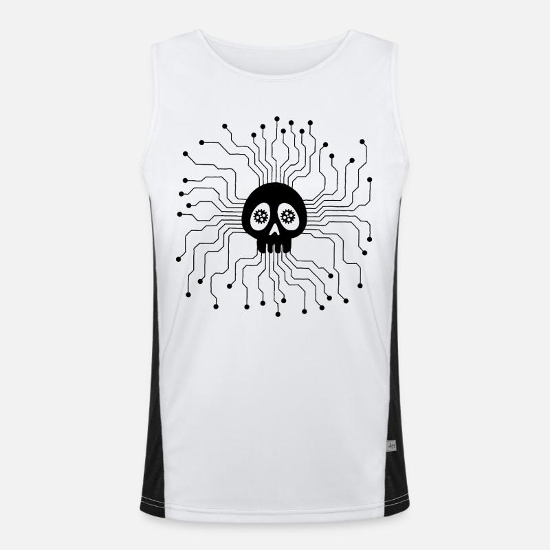 Microprocessor Skull (Black) - Men's Functional Contrast Tank Top - white/black