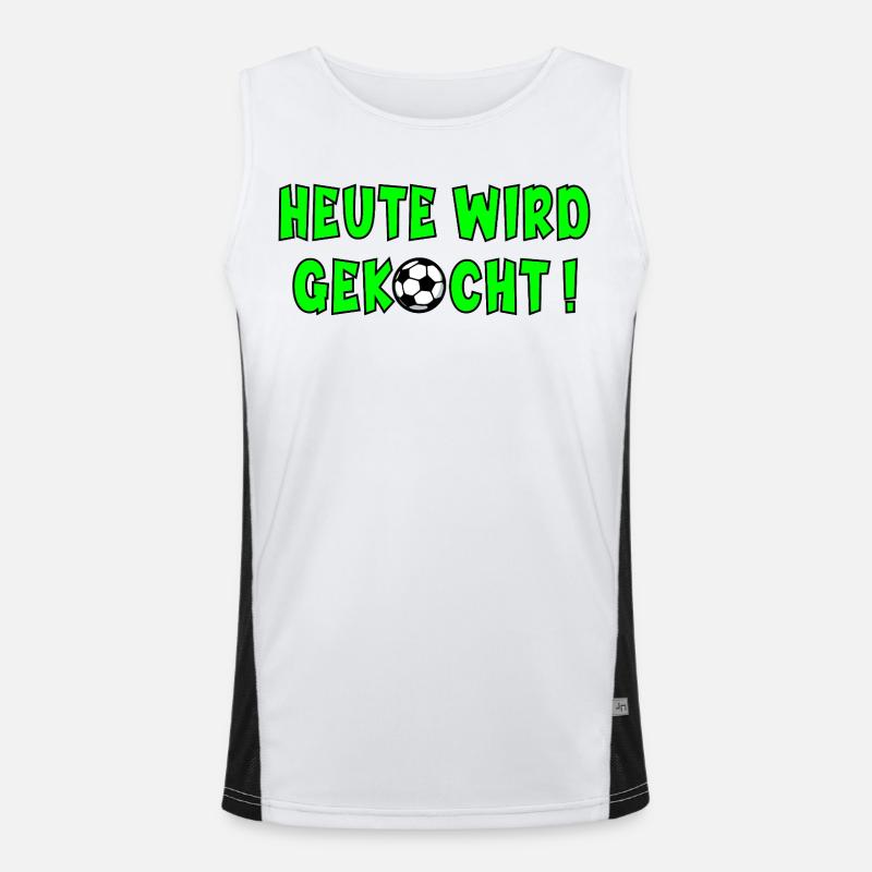 Fußball Sprüche Kochen Funktionelles Kontrast-Tank Top für Männer 