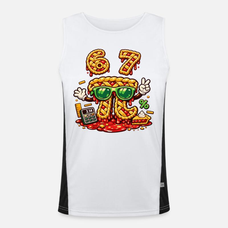 Pi Tag 67 Geburtstag Mathe Kuchen Design Funktionelles Kontrast-Tank Top für Männer 
