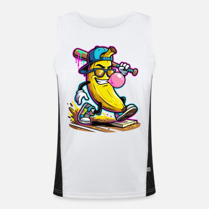 Cool Banana Baseball Bubblegum Comic Design Men's Functional Contrast Tank Top 