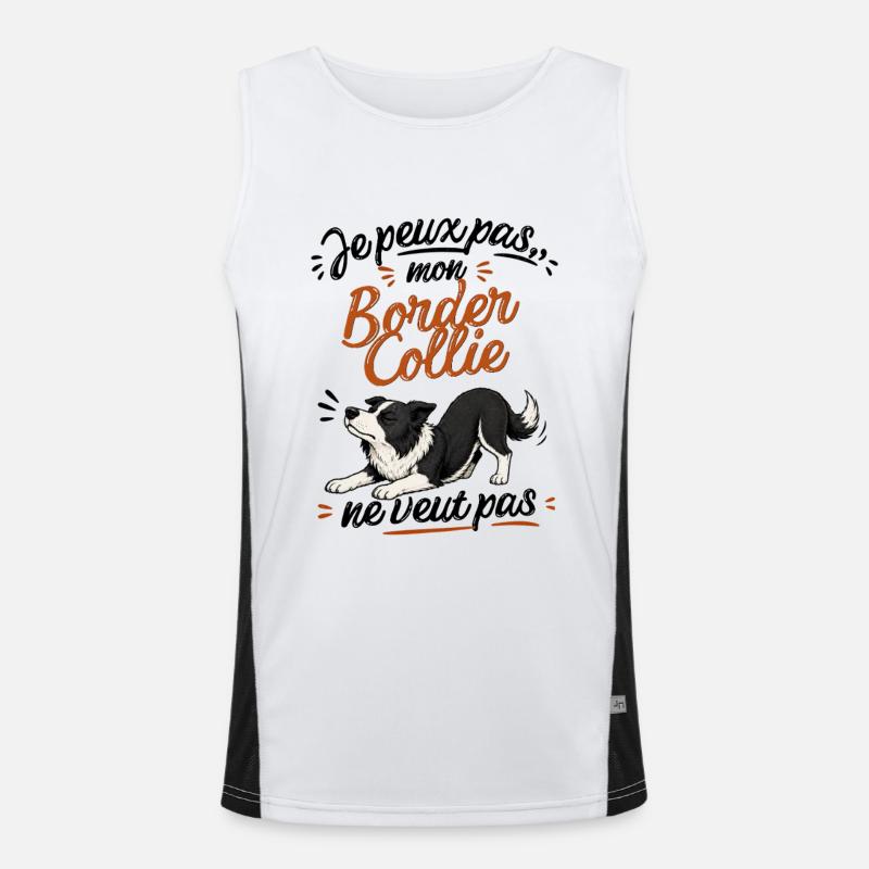Border Collie Décontracté Illustré Débardeur respirant contrasté Homme 