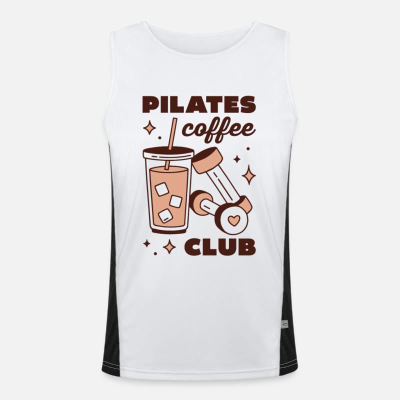 Pilates-Eiskaffee-Latte-Mädchen-Ästhetik - Funktionelles Kontrast-Tank Top für Männer  - Weiß/Schwarz