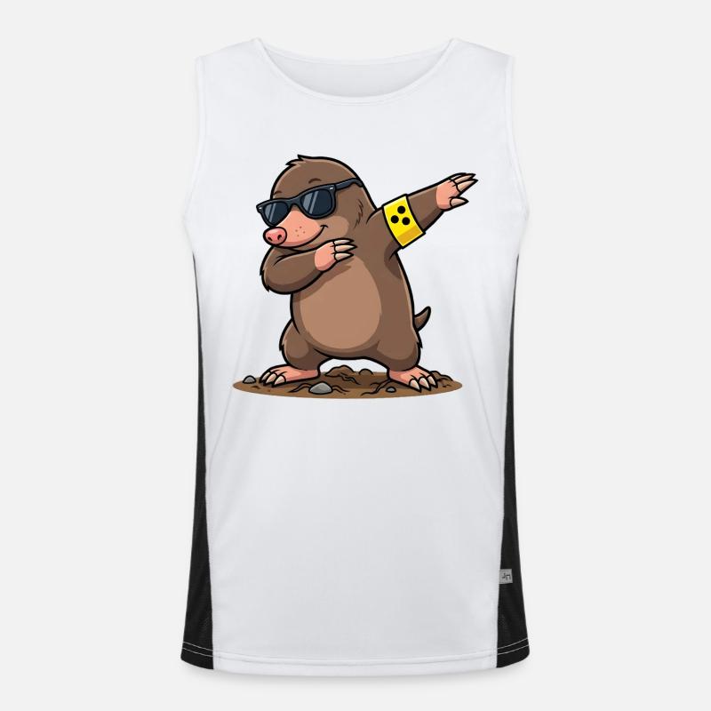 Dabbing Mole - Men's Functional Contrast Tank Top - white/black