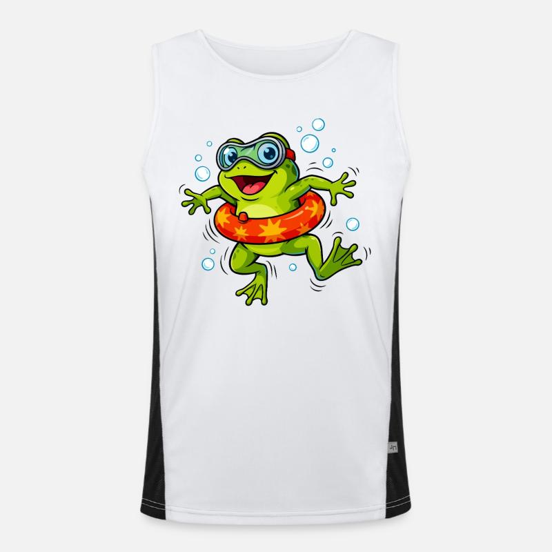 Grenouille joyeuse avec anneau de nage Débardeur respirant contrasté Homme 