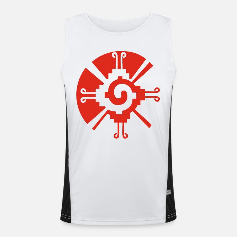 Solar Geometric Pattern (Red) - Men's Functional Contrast Tank Top - white/black