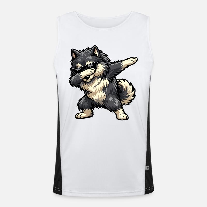 Dabbing Wolfspitz - Men's Functional Contrast Tank Top - white/black
