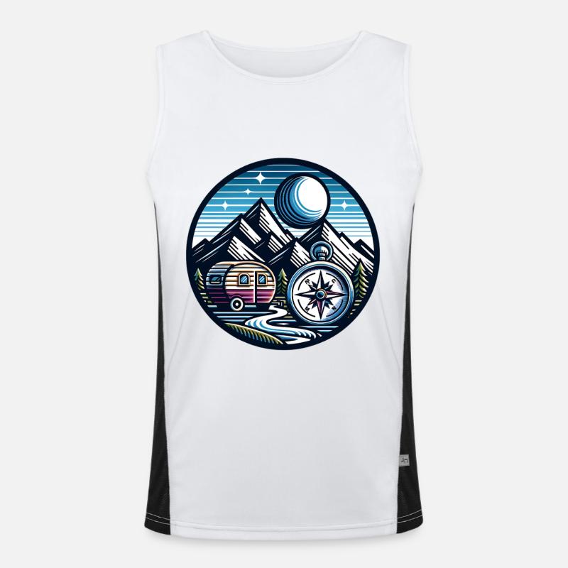 Camping Compass - Men's Functional Contrast Tank Top - white/black