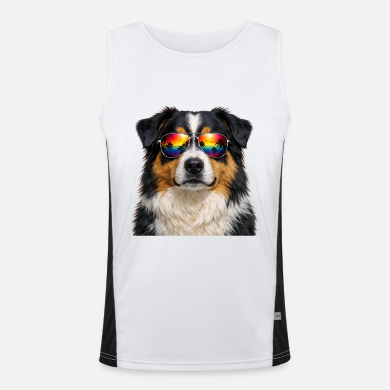 Australian Shepherd Sunglasses Aussie Men's Functional Contrast Tank Top 