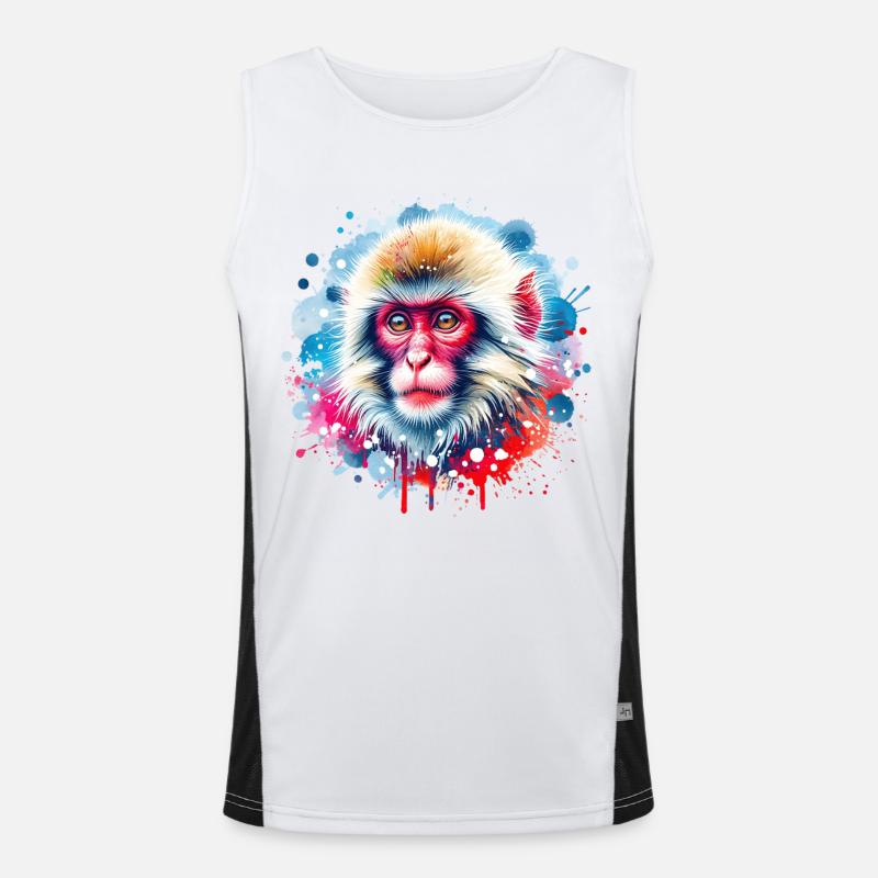 Japanese macaque gift Men's Functional Contrast Tank Top 