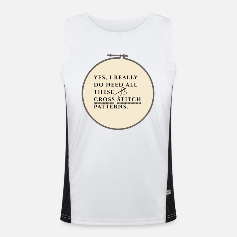 Cross Stitch Pattern Obsession - Men's Functional Contrast Tank Top  - white/black