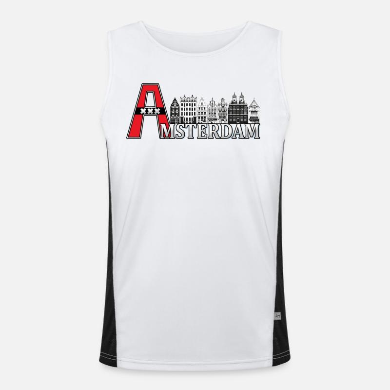 Amsterdam with a large A - Men's Functional Contrast Tank Top  - white/black