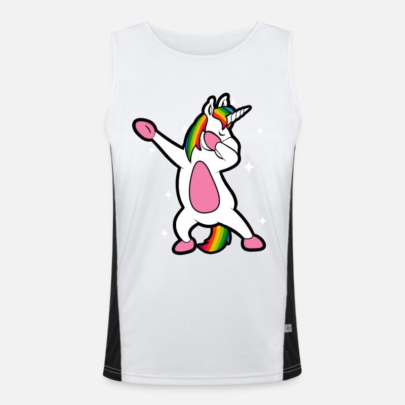 Dancing unicorn dance rainbow dabbing Men's Functional Contrast Tank Top 