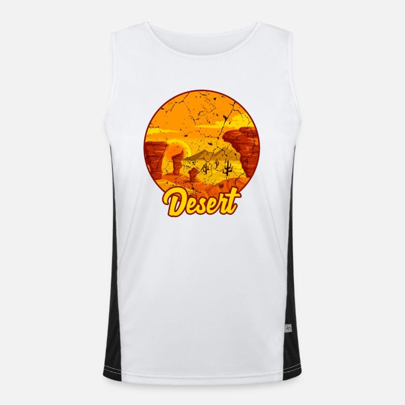 Desert cactus sun Men's Functional Contrast Tank Top 