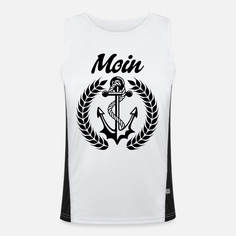 moin Seemöwe Spruch Küste Nordsee Ostsee Funktionelles Kontrast-Tank Top für Männer 