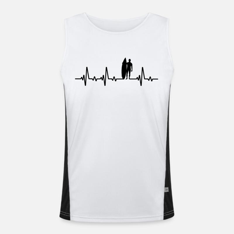 Surf Herzschlag Surfen Surfer Funktionelles Kontrast-Tank Top für Männer 