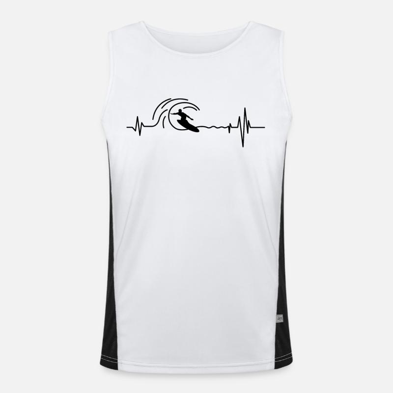 Surf Herzschlag Surfen Surfer Funktionelles Kontrast-Tank Top für Männer 