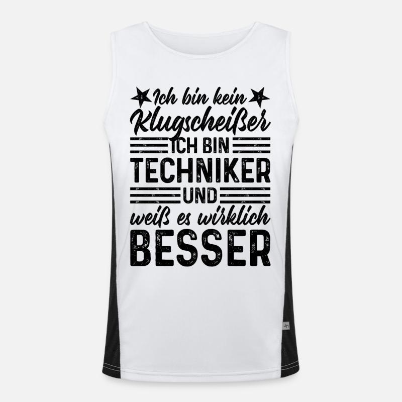 Techniker lustiger Spruch bin kein Klugscheißer Funktionelles Kontrast-Tank Top für Männer 
