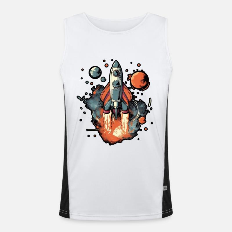 a space rocket launch through space Débardeur respirant contrasté Homme 