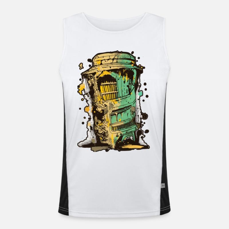 Abstraktes Vektor-Grafitti-Design, niedrige Palette Funktionelles Kontrast-Tank Top für Männer 