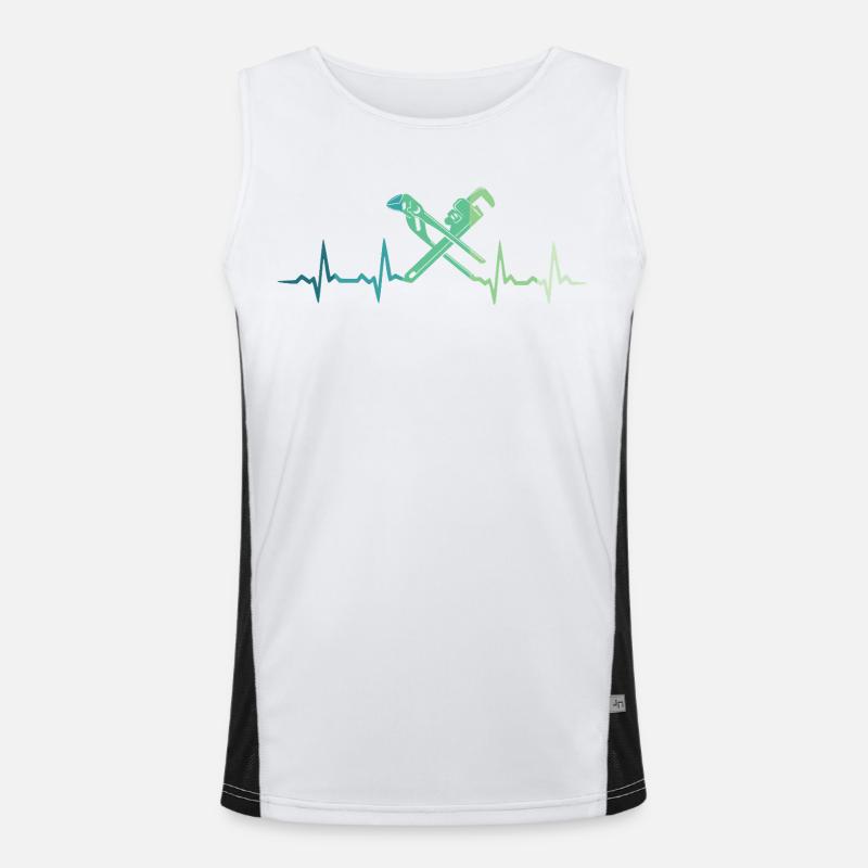 Heating engineer, plumber's heartbeat Men's Functional Contrast Tank Top 