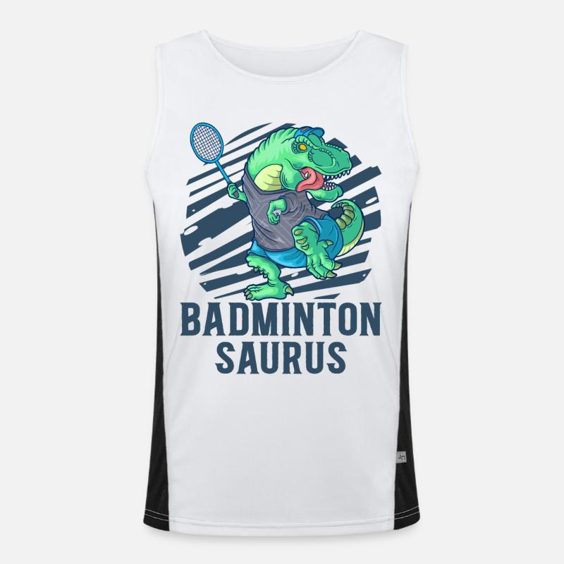 Badminton Saurus Dinosaur T-Rex Raquette de badminton Débardeur respirant contrasté Homme 
