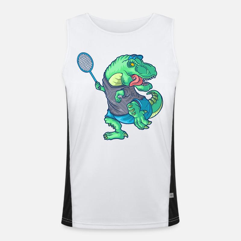 Badminton Saurus Dinosaur T-Rex Raquette de badminton Débardeur respirant contrasté Homme 