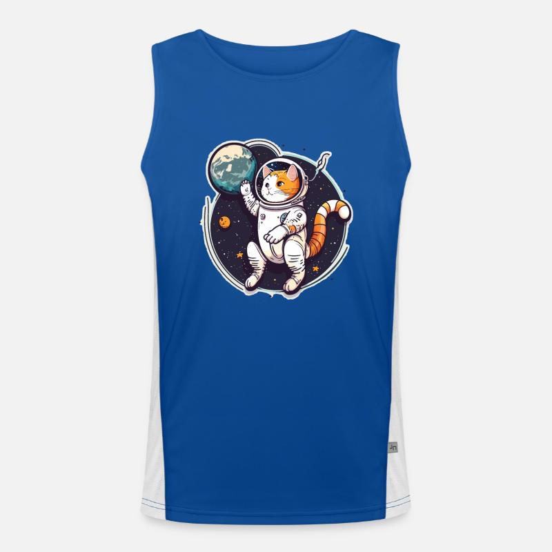 Feline Space Explorer Men's Functional Contrast Tank Top 