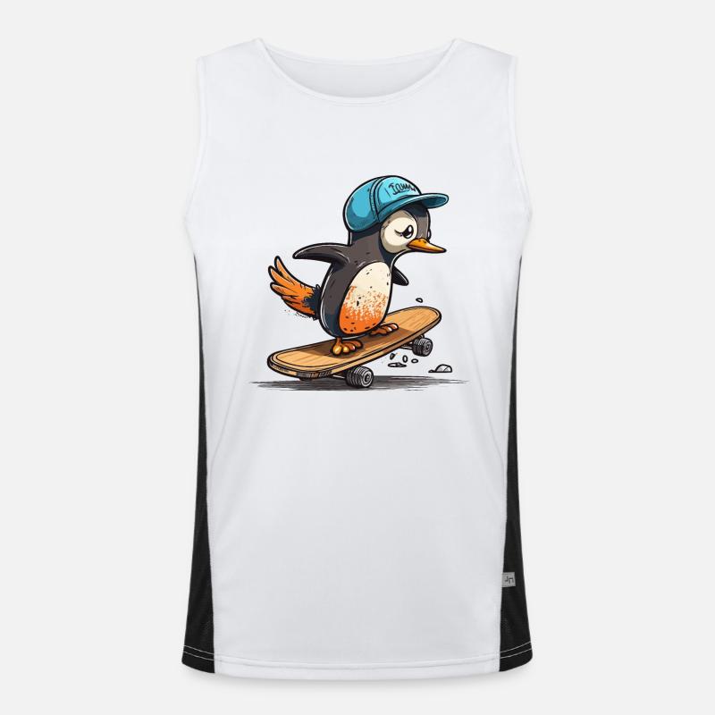 Skating Penguin Men's Functional Contrast Tank Top 
