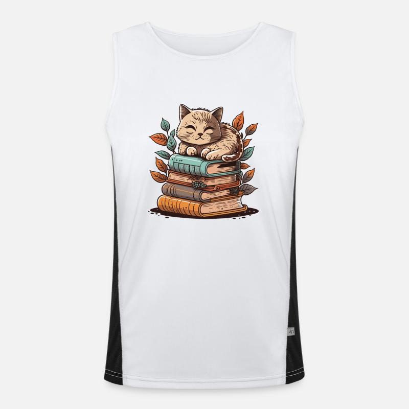 Die buchstäbliche Katze Funktionelles Kontrast-Tank Top für Männer 