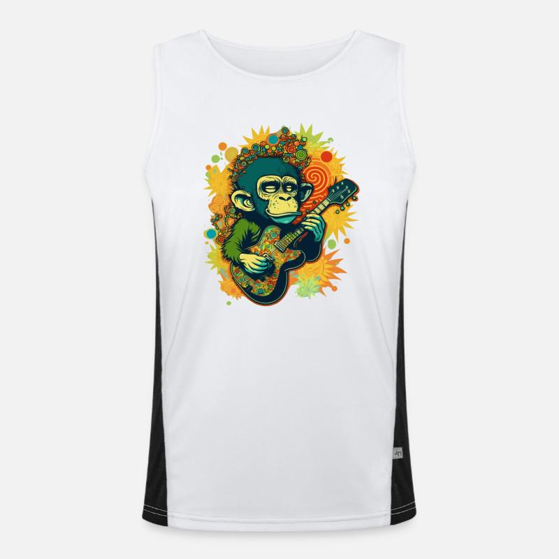 Psychedelic Groove: A Weed Head Monkey Rocking the Men's Functional Contrast Tank Top 