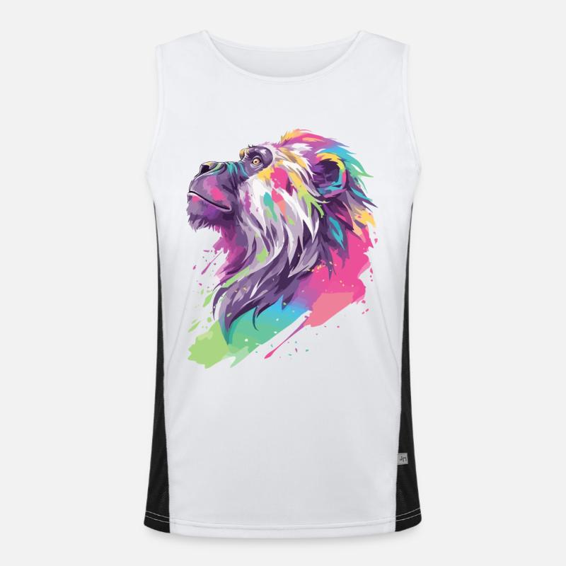 Monkey Chimpanzee Primate Nature Wilderness Colorful Art Men's Functional Contrast Tank Top 